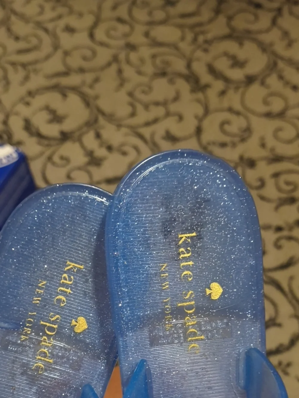 Women's Kate Spade Ny Blue Jelly Sandals with Silver Accent